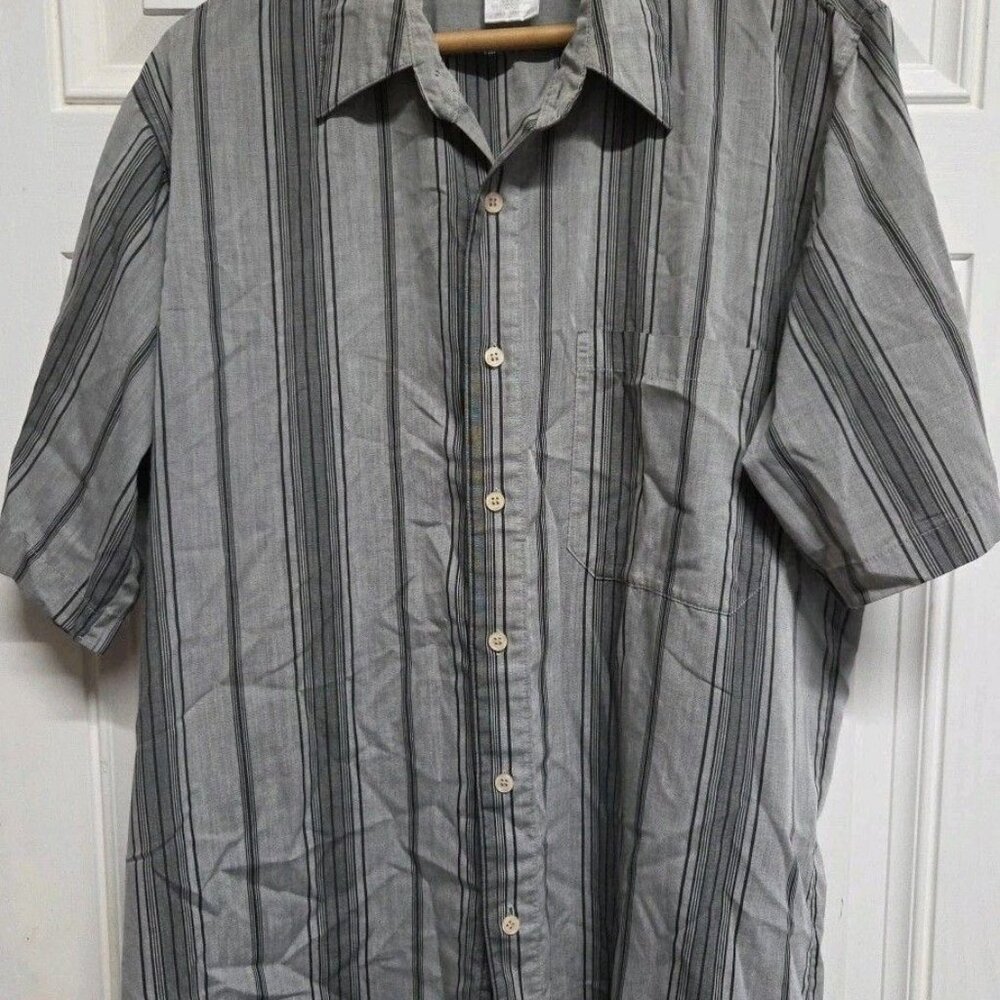 Vintage Gray/Black Striped  Shirt Untied Single Needle Tailoring Size Large
